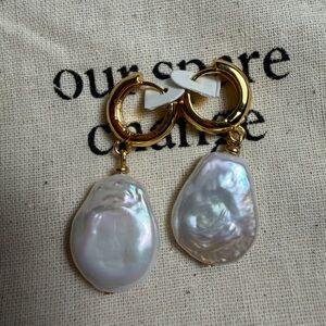 Our Spare Change Isla Baroque Pearl Drop Earrings